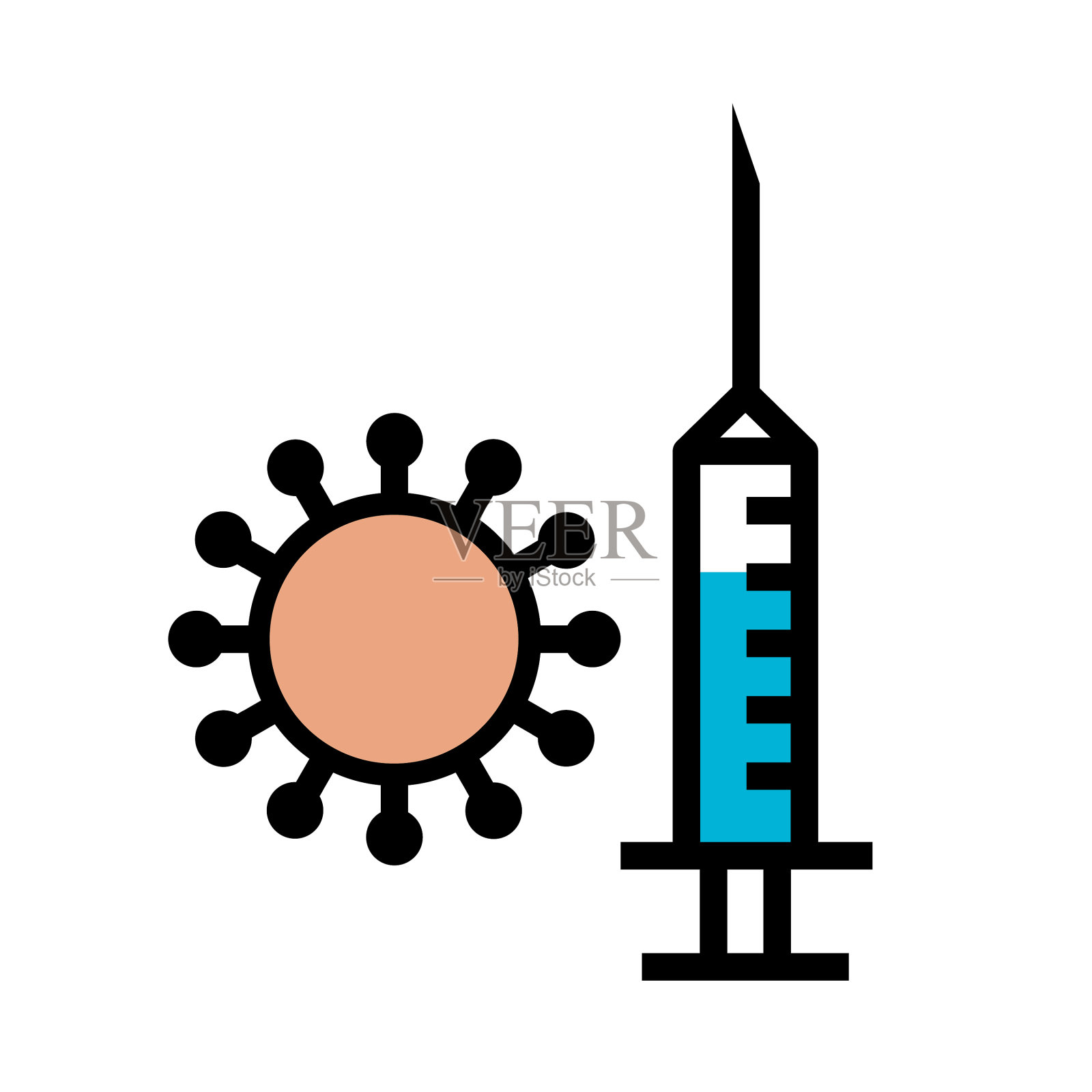带药的扁平医疗注射器设计元素图片