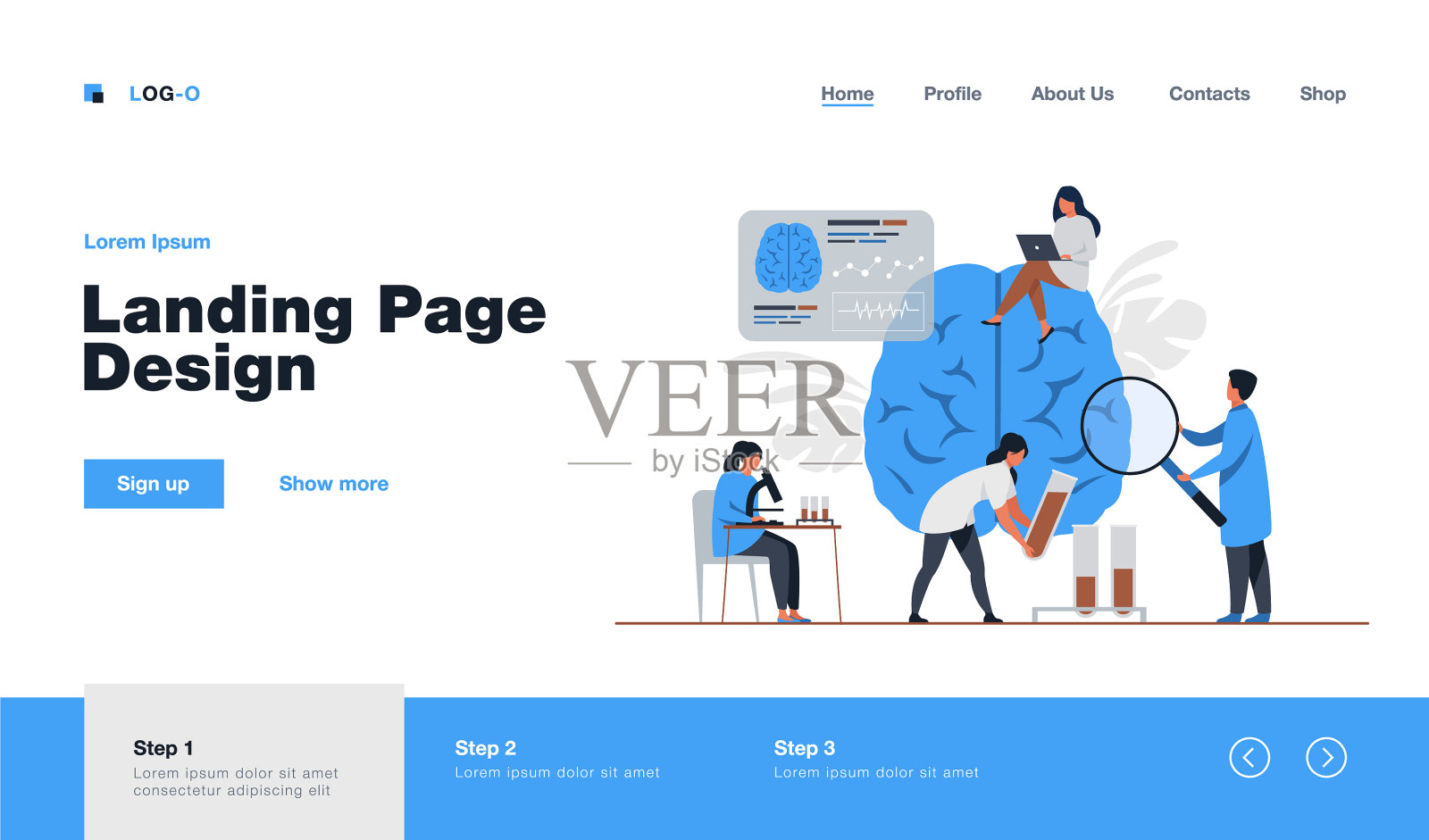 对人类大脑进行医学研究的医生插画图片素材