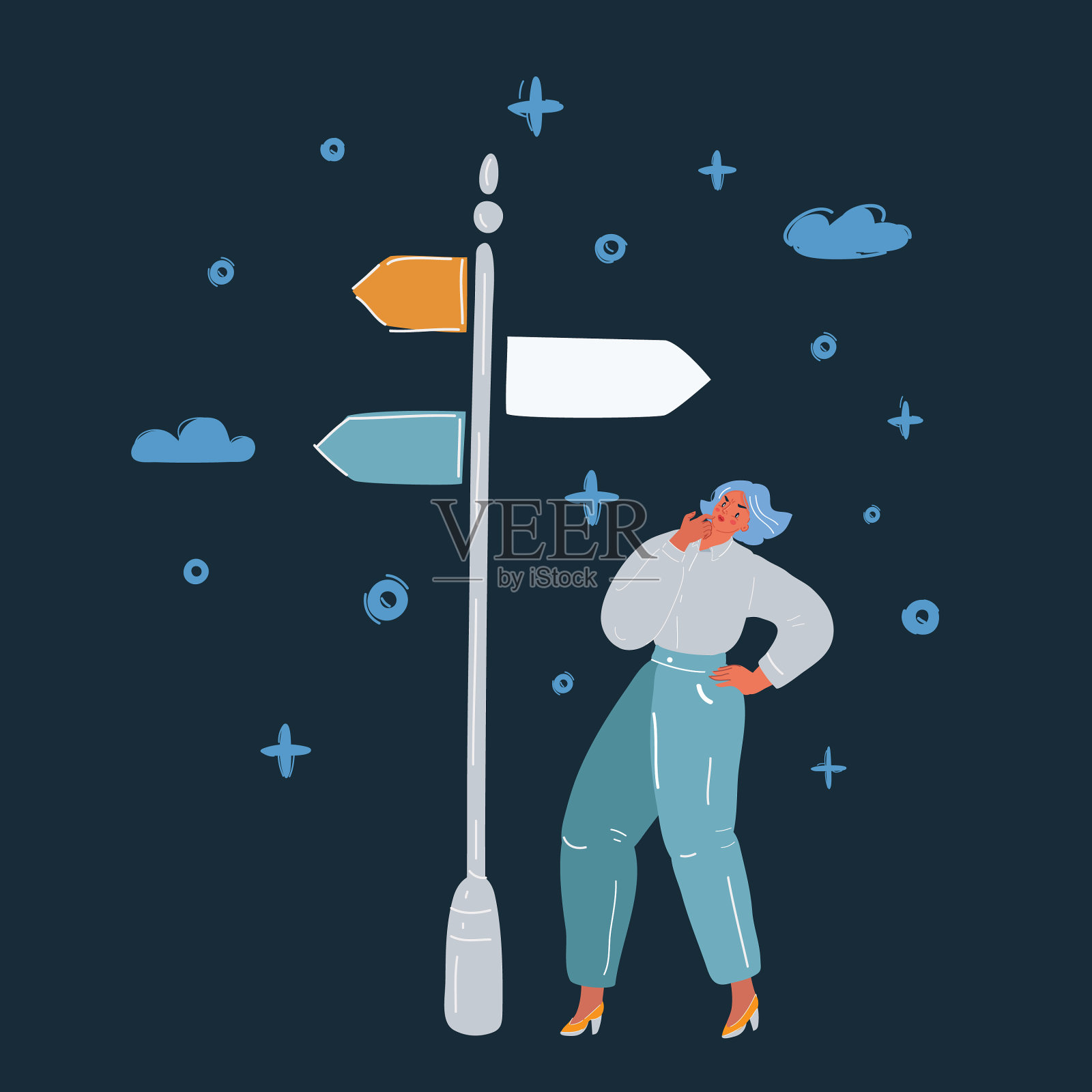 一个女人在做选择插画图片素材