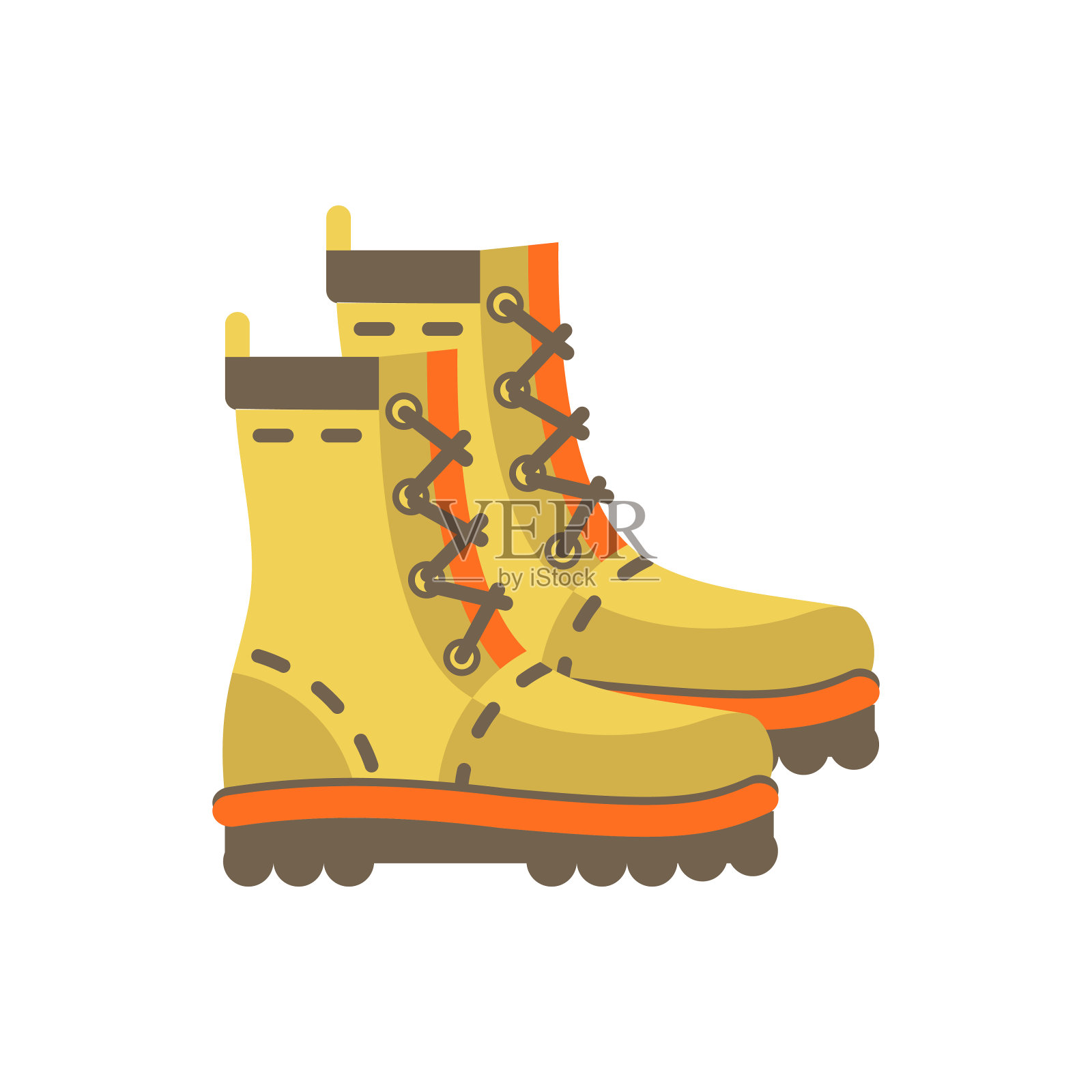 军用靴子，矢量平彩弹，气垫，旅行图标插画图片素材