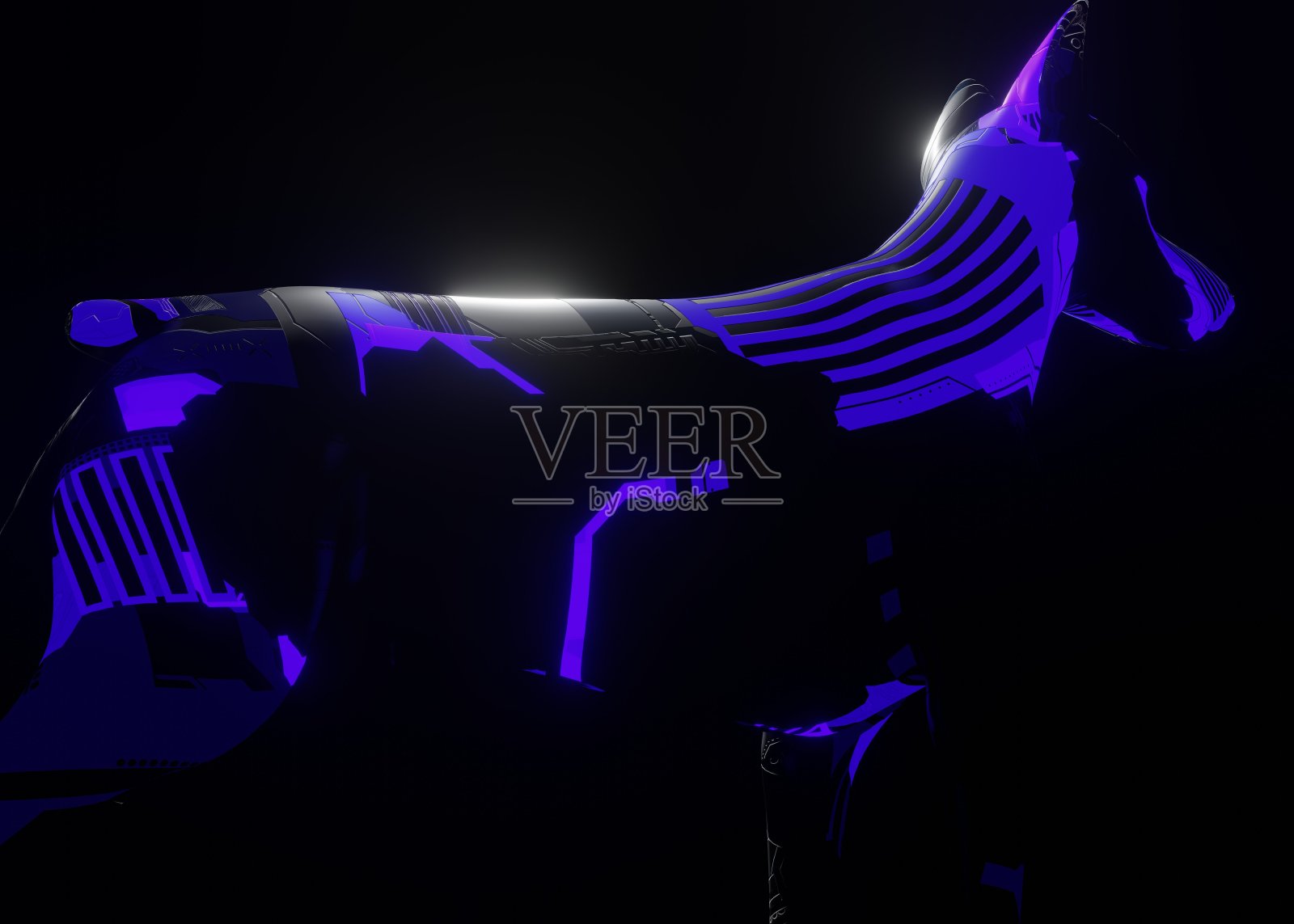 3d渲染插图的未来机械狗在一个黑暗的背景照片摄影图片