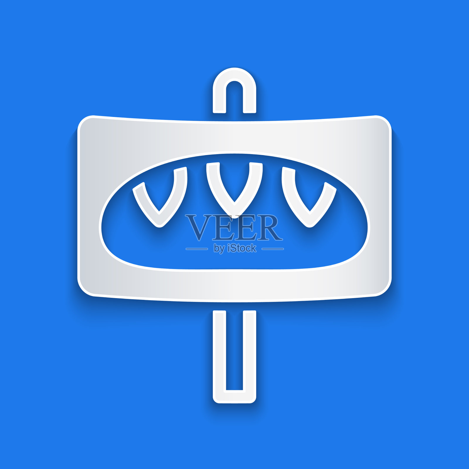 剪纸捐赠食物图标孤立在蓝色图标素材