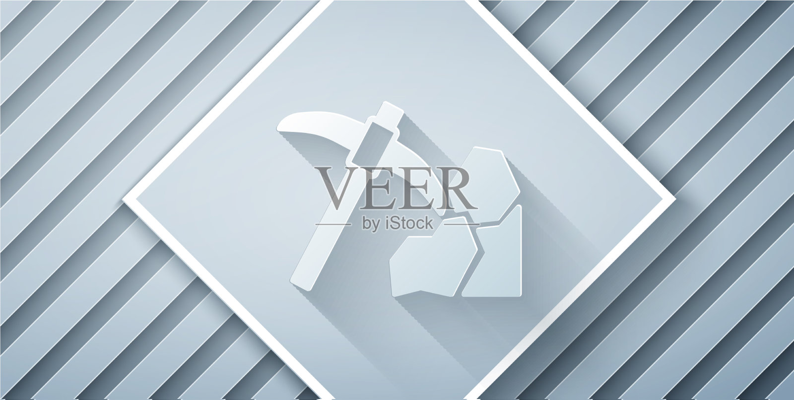 剪纸金矿图标孤立在灰色插画图片素材