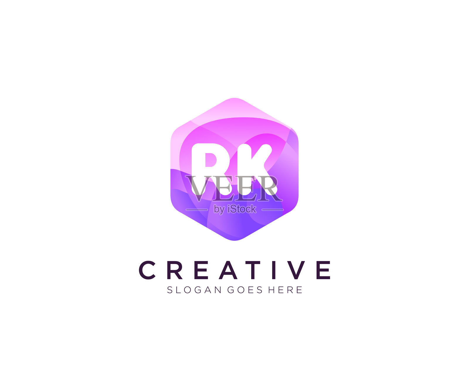 Rk初始标志与彩色六边形现代插画图片素材