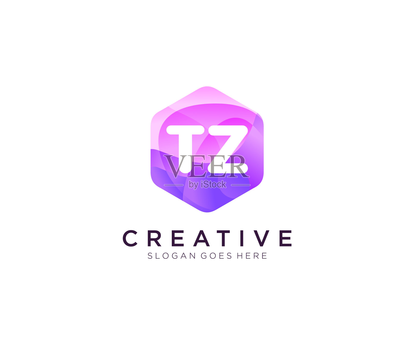 Tz最初的标志与彩色六边形现代插画图片素材