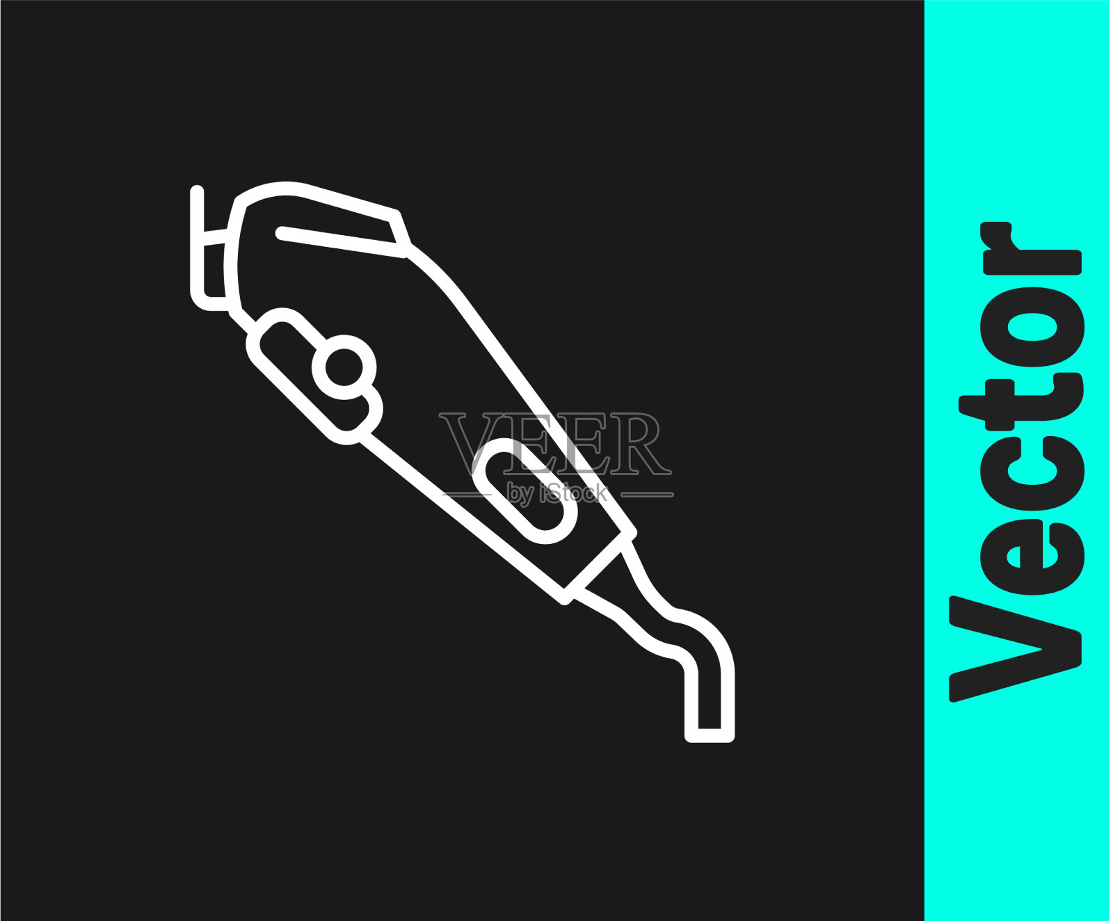 白线电动理发器或剃须刀图标插画图片素材