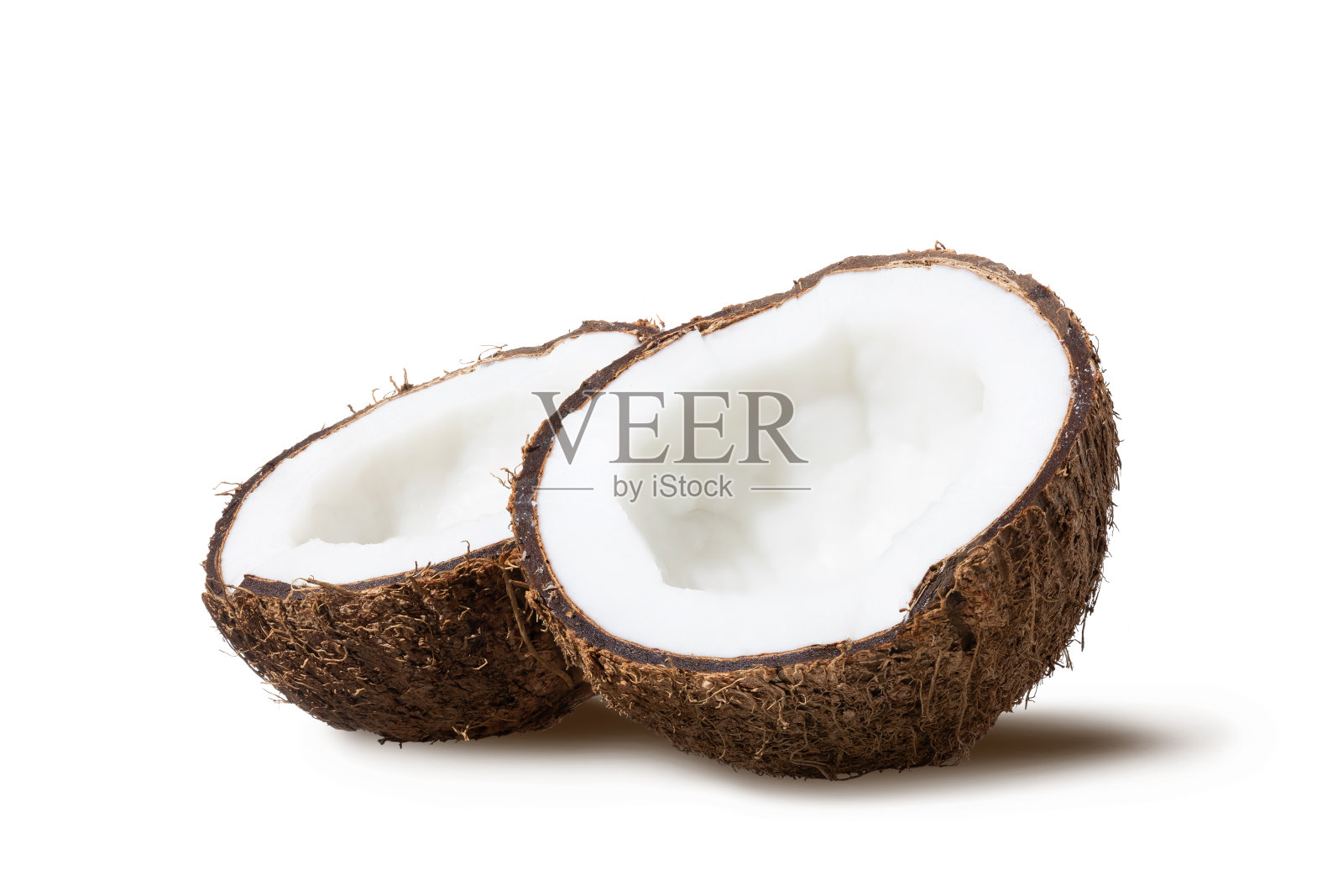 椰子孤立在白色背景与阴影，全景深照片摄影图片