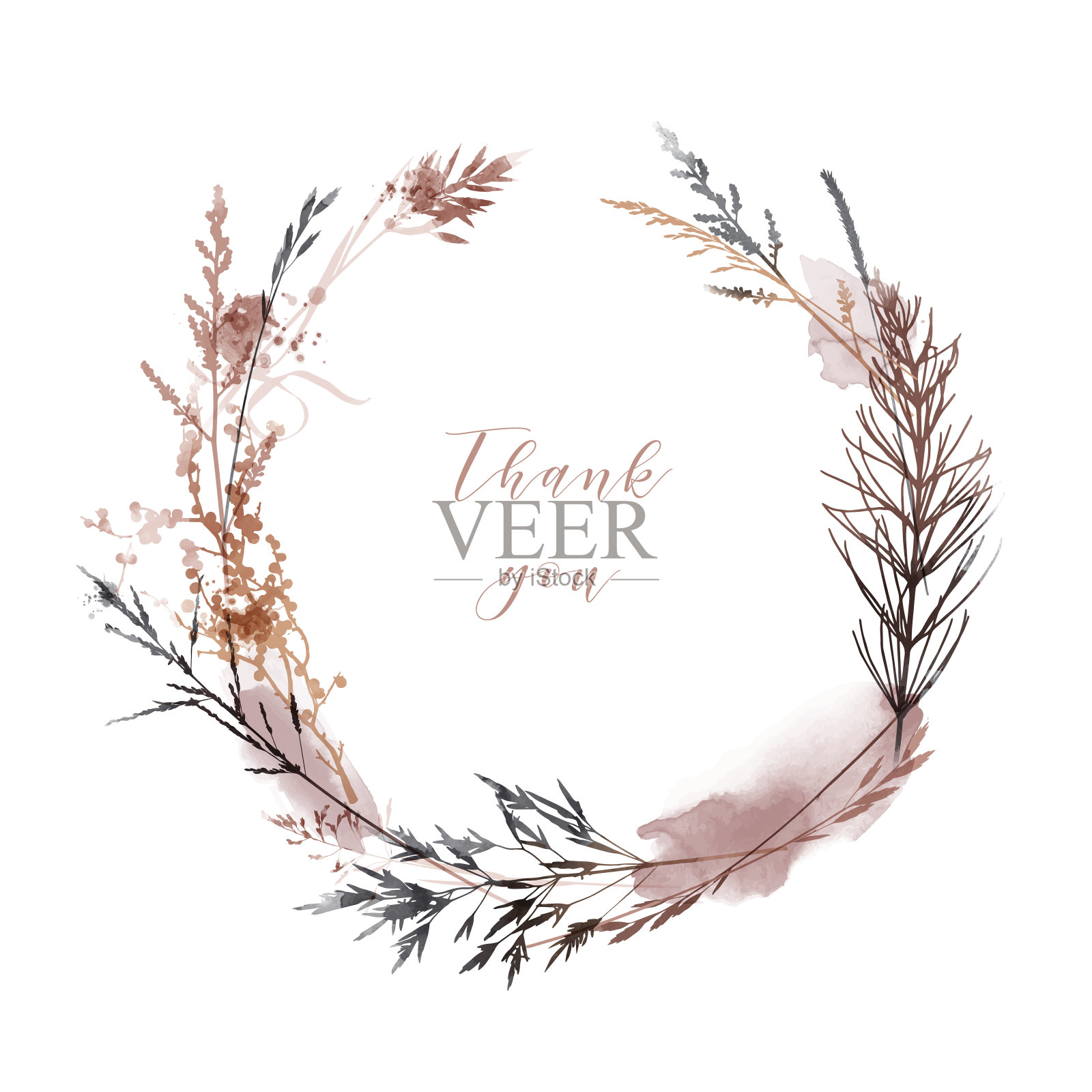 水彩矢量插图的花圈。调整草本植物的季节。插画图片素材