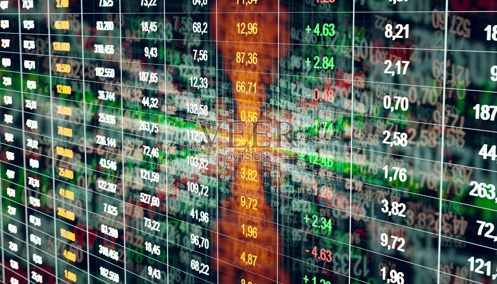 带有财务或生产数字的电子表格，用于计算或分析数据。这个概念有镜像效应。照片摄影图片