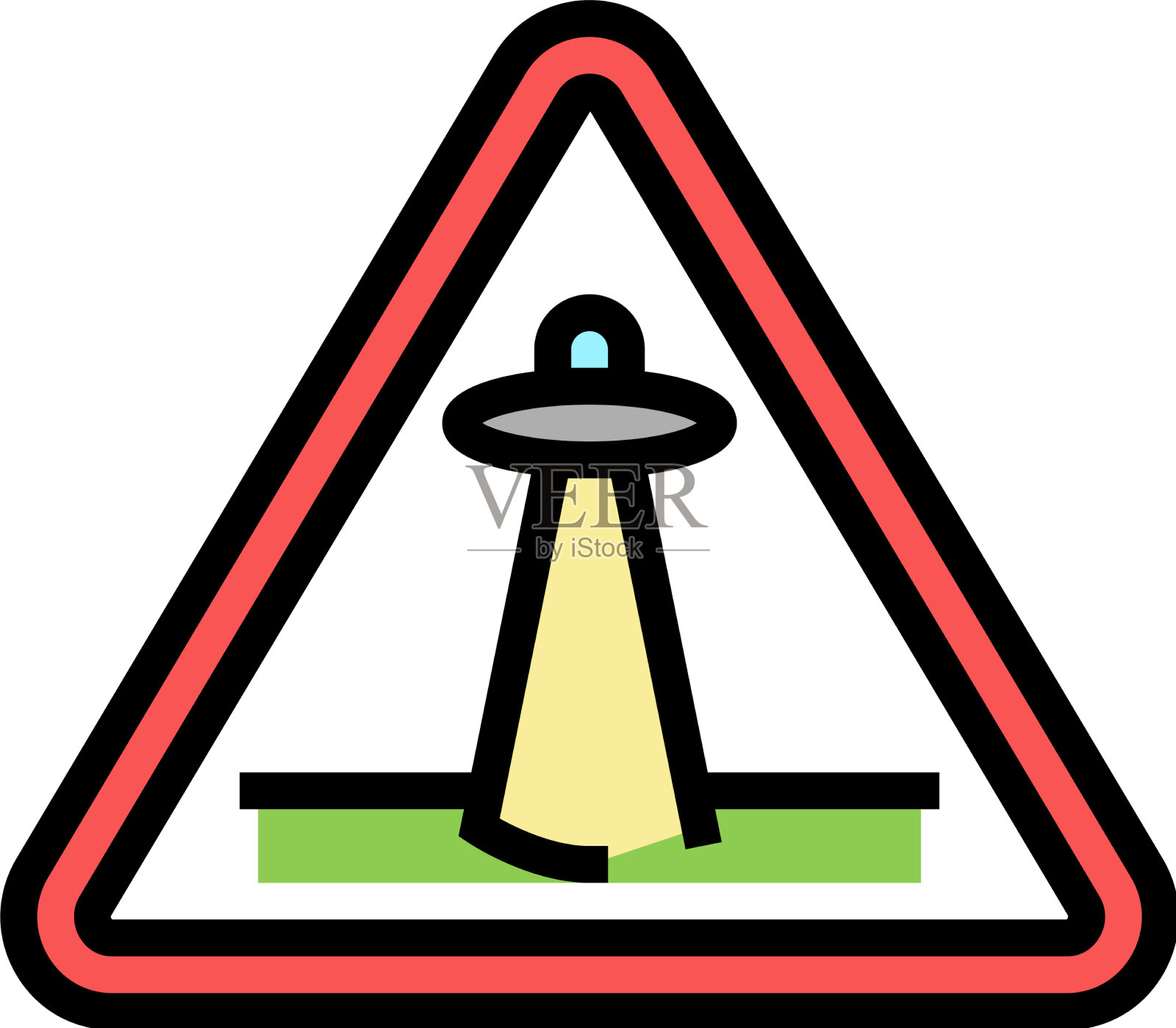 外星人绑架警告彩色图标设计元素图片