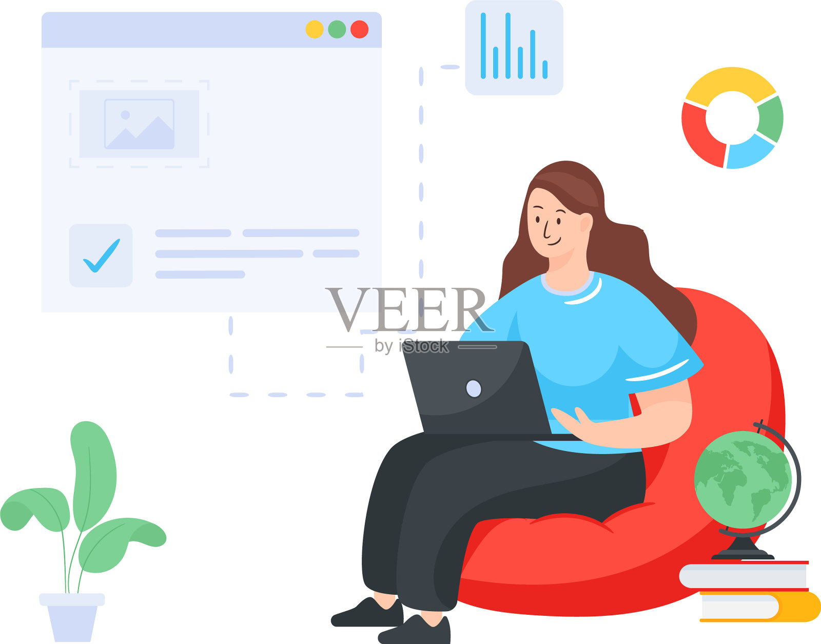 远程工作插画图片素材