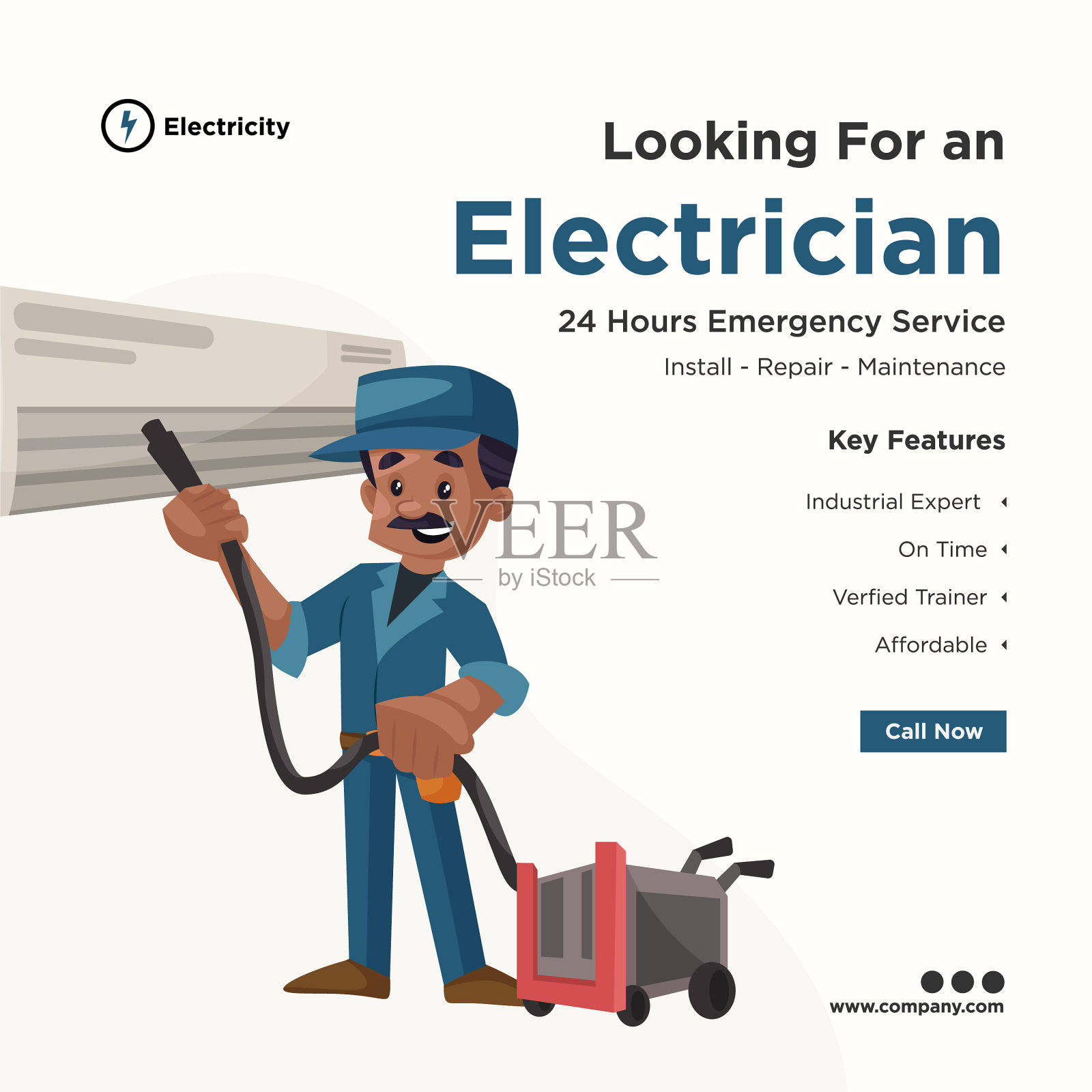 横幅设计寻找电工插画图片素材