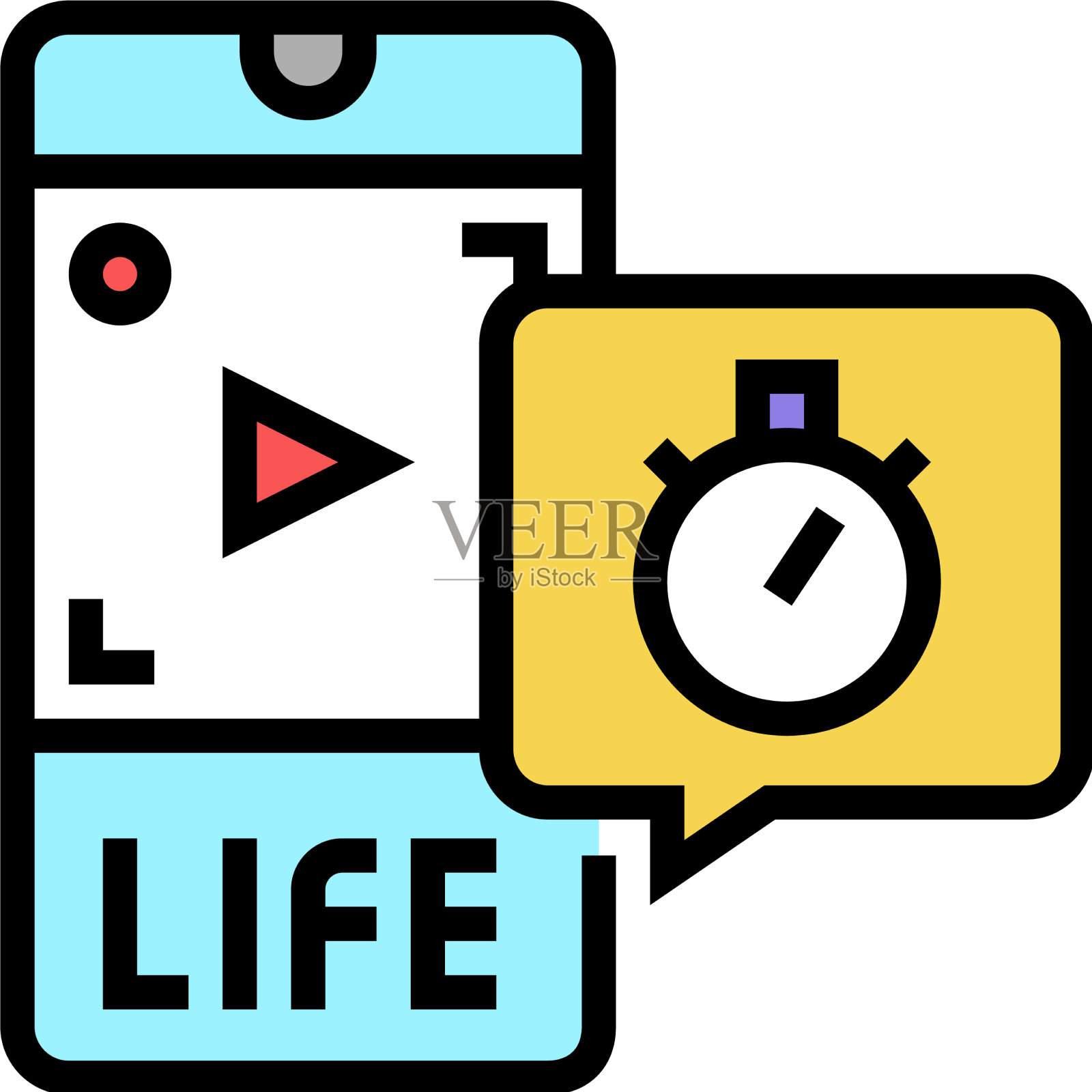 实时视频短暂的彩色图标图标素材