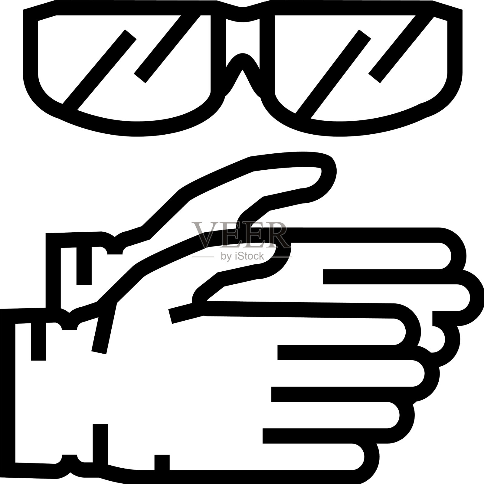 手套和防护眼镜树脂艺术线图标设计元素图片