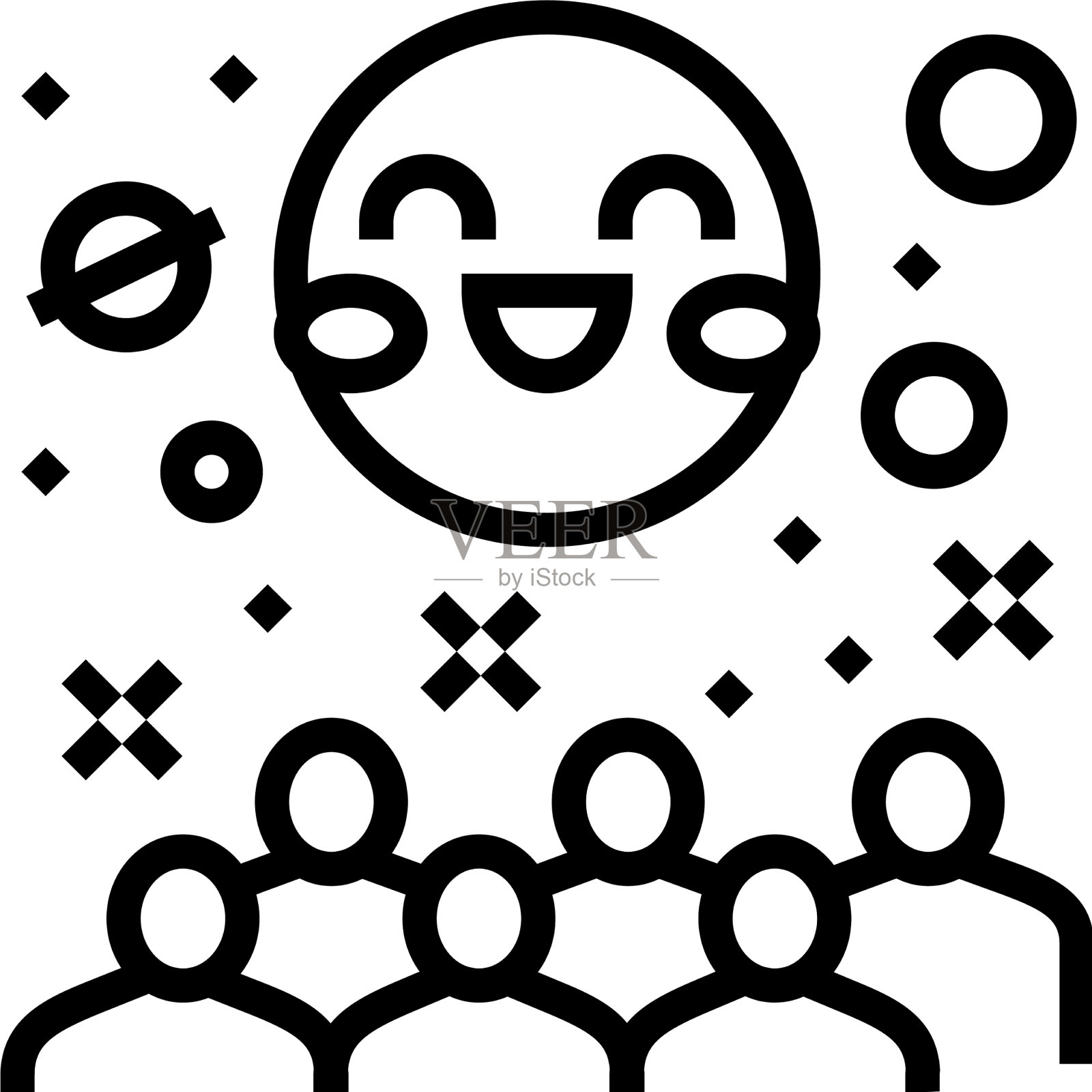 太空小孩派对线图标插画图片素材