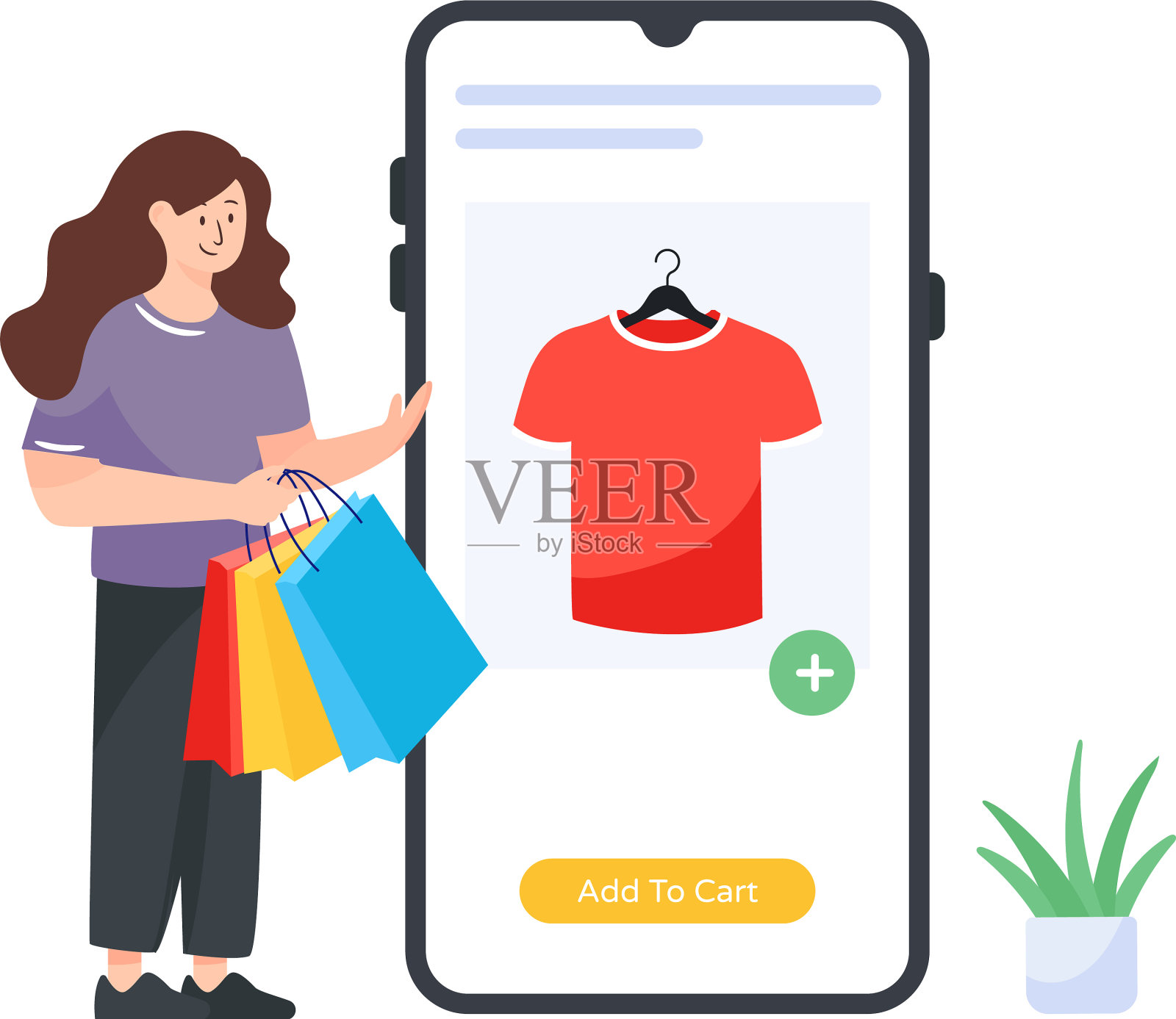 添加到购物车插画图片素材