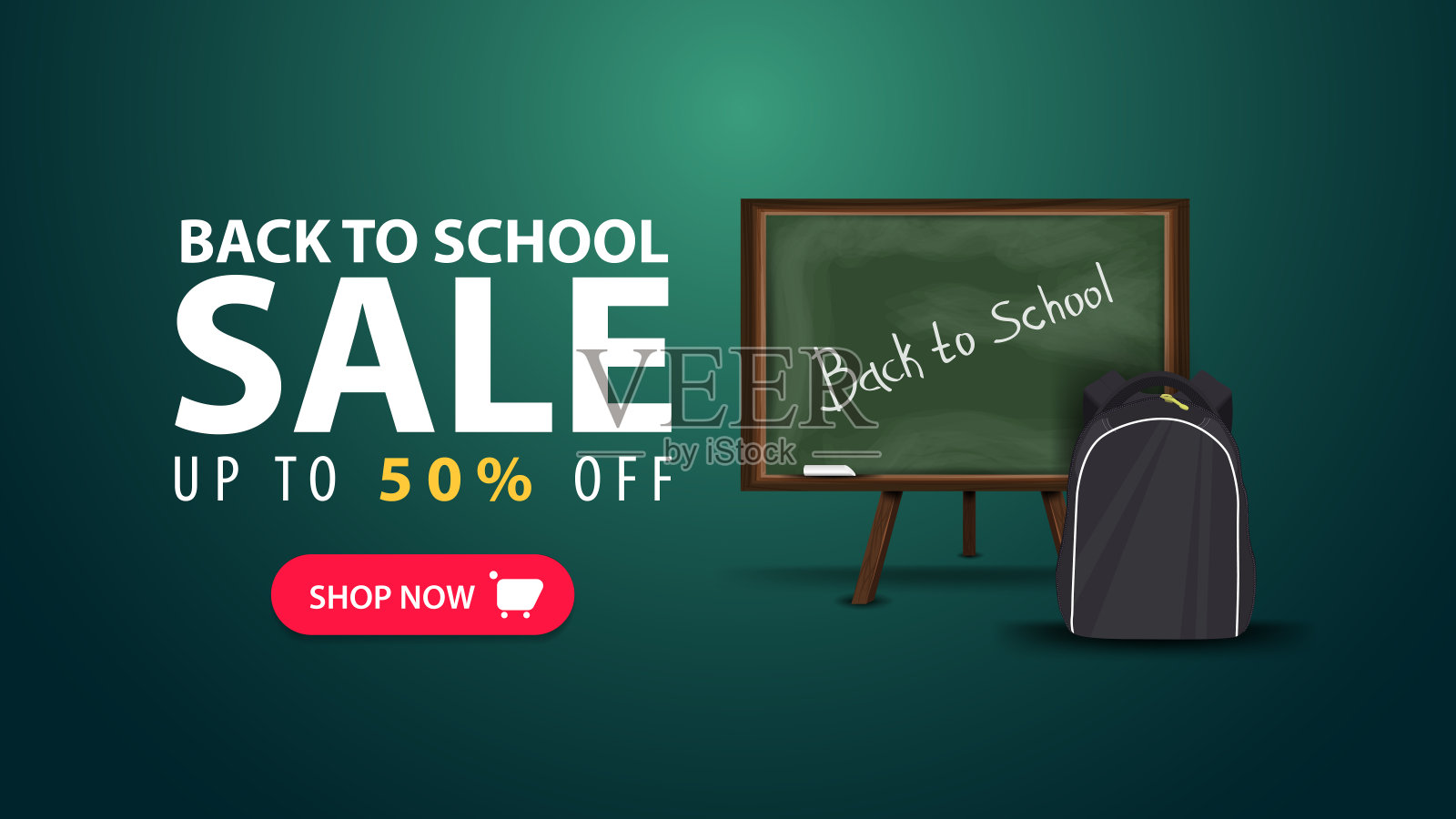 回到学校，折扣网横幅在极简风格与学校董事会和学校背包设计模板素材