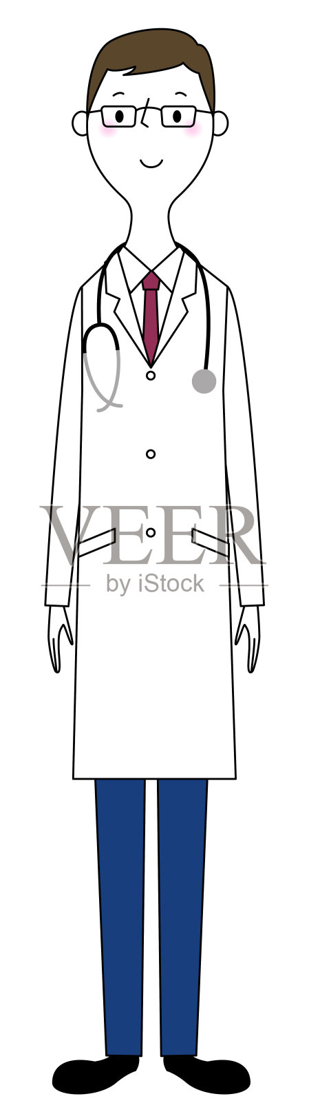 穿白大褂的人插画图片素材