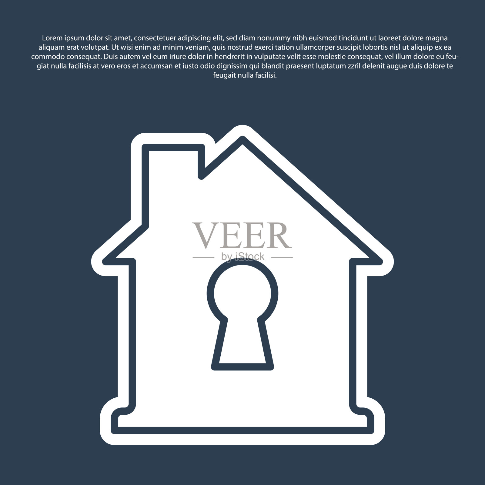 蓝线房屋受保护图标隔离上插画图片素材