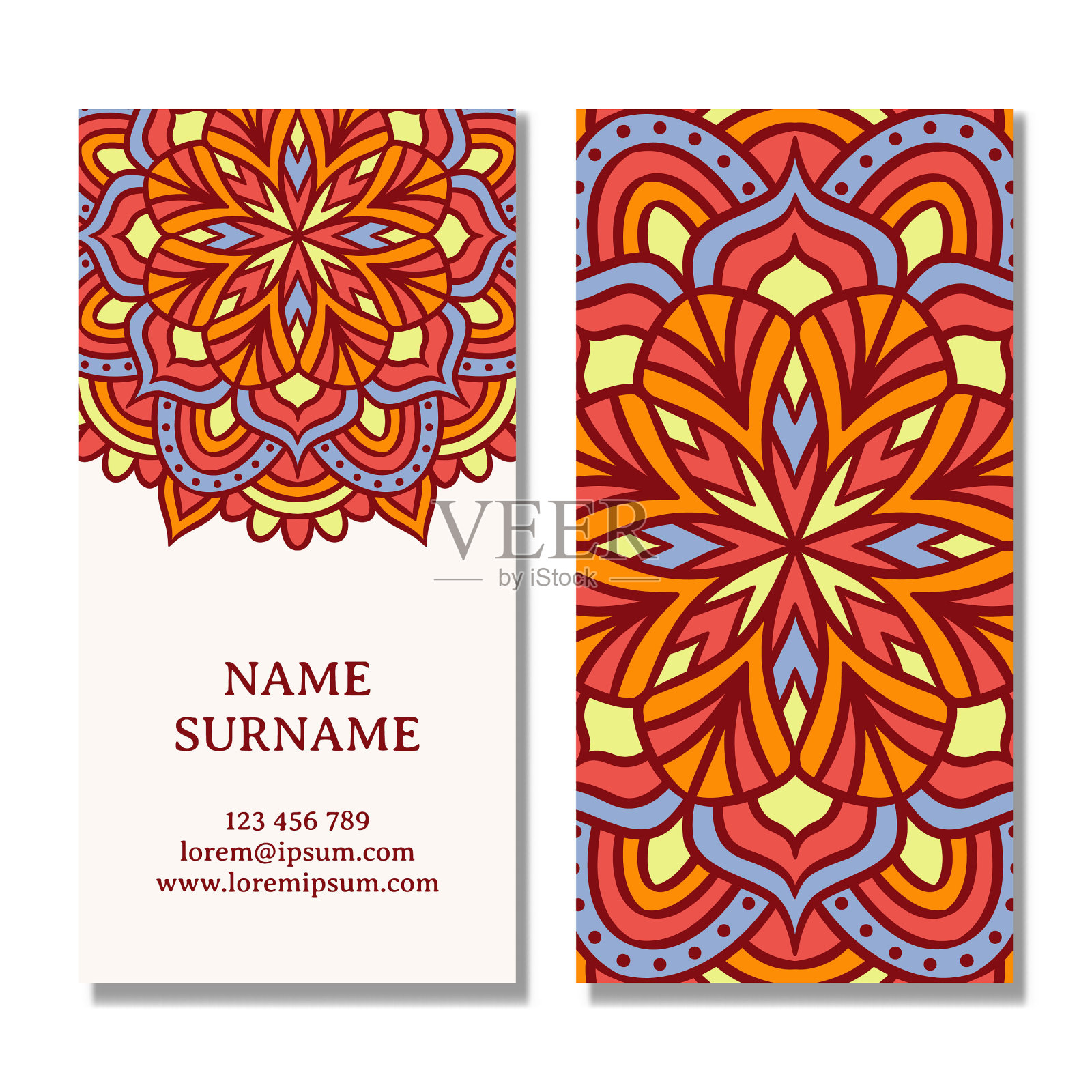 曼荼罗设计的复古婚礼请柬插画图片素材