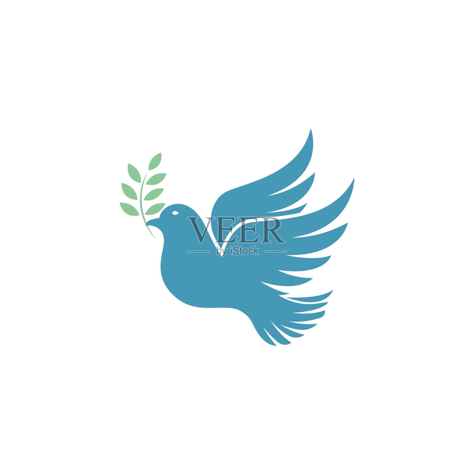 鸟翅膀鸽子图标模板插画图片素材