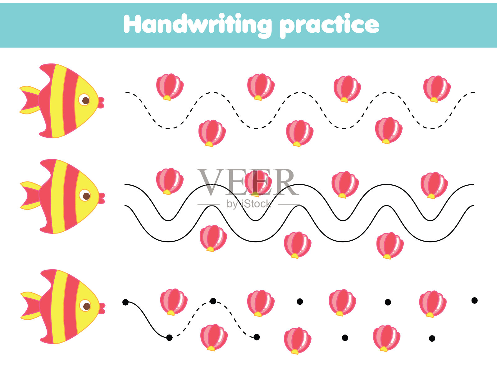 手写练习单与有趣的兔子。教育孩子们的游戏。跟踪线。儿童早期教育工作表插画图片素材