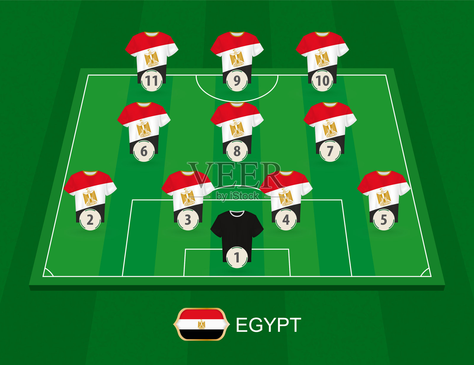 埃及国家队球员的足球场插画图片素材