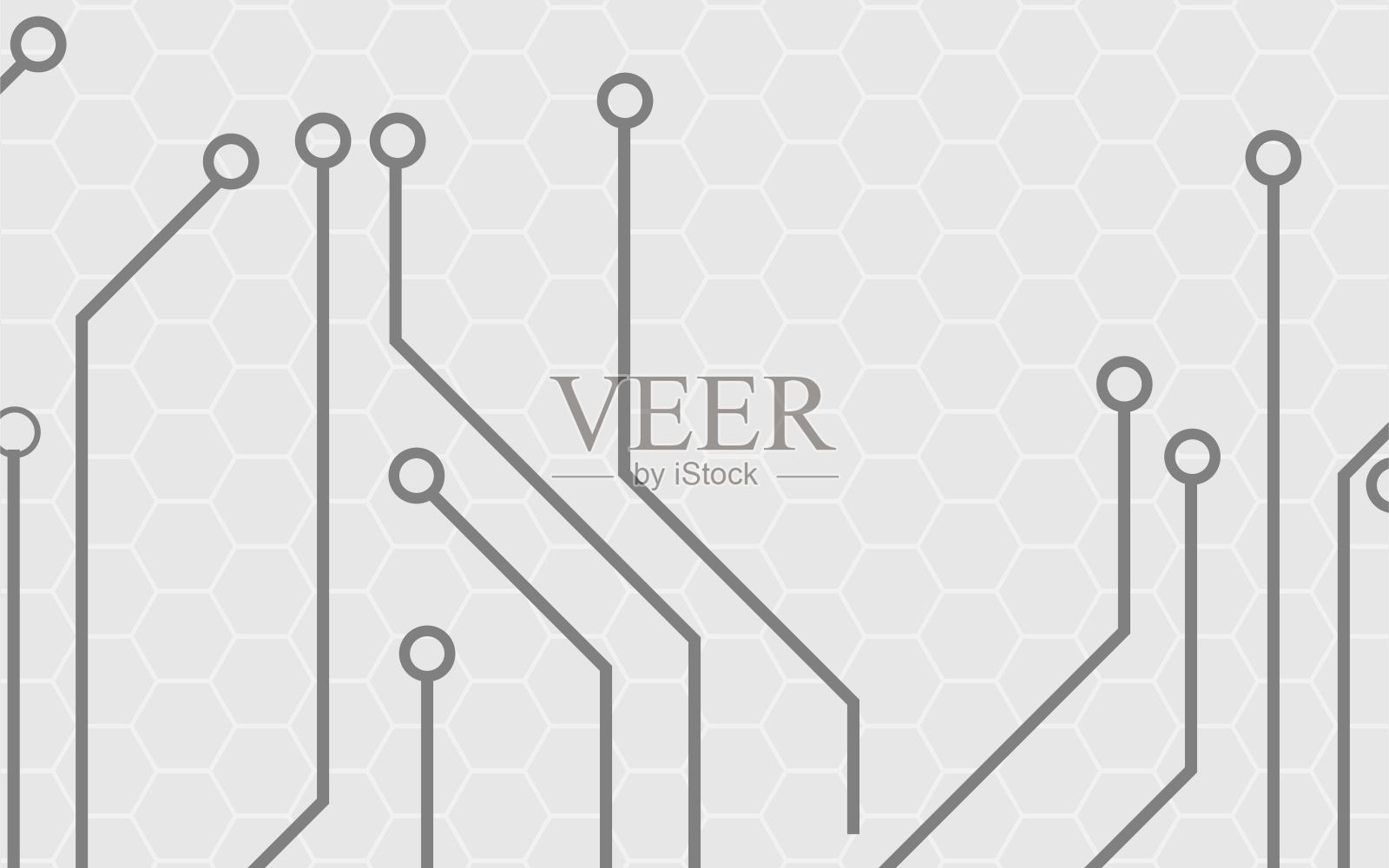 现代的可视化技术。摘要灰色背景与工艺电路板纹理。通信和工程概念。技术背景。数字模板，矢量插图插画图片素材