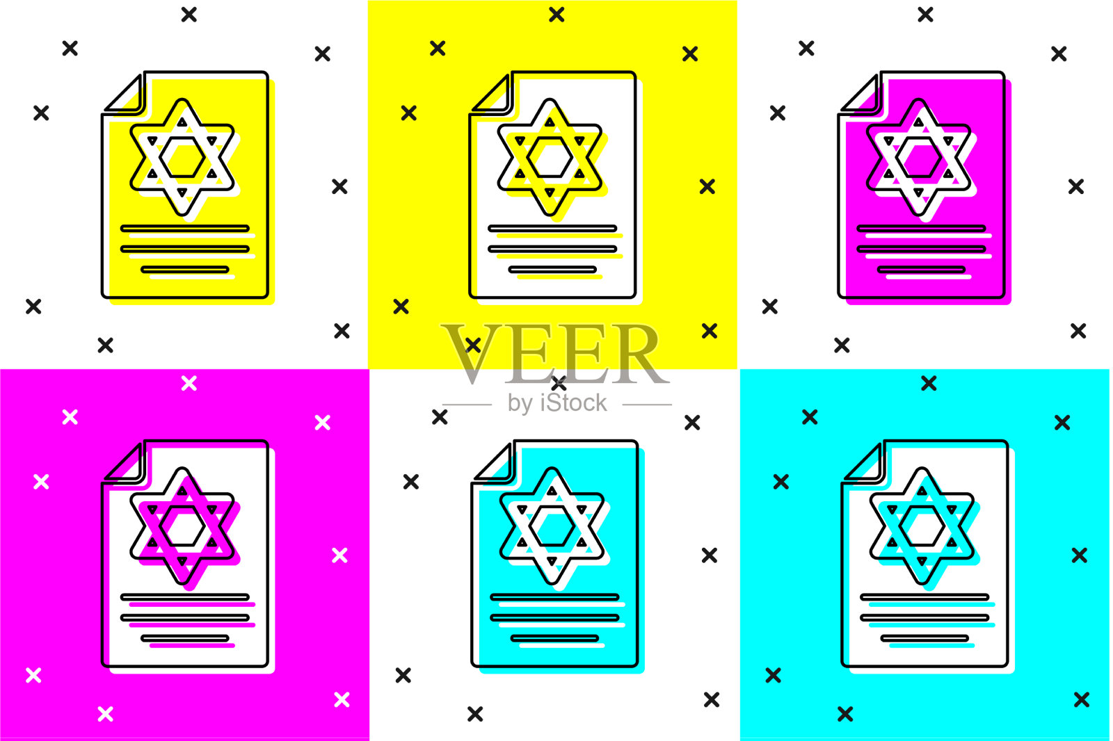 设置torah卷轴图标孤立的颜色背景图标素材