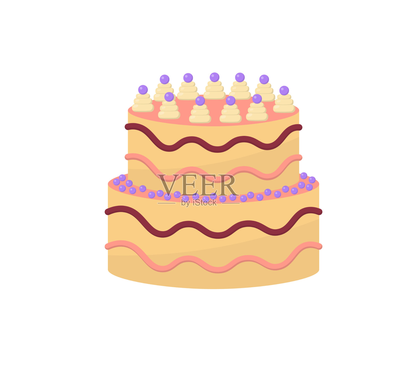 把美味的甜点和蜡烛放在生日蛋糕上设计元素图片