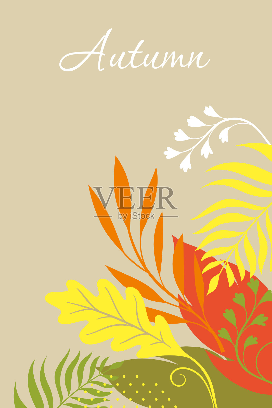 秋天的叶子，矢量插图与你的文字的地方插画图片素材