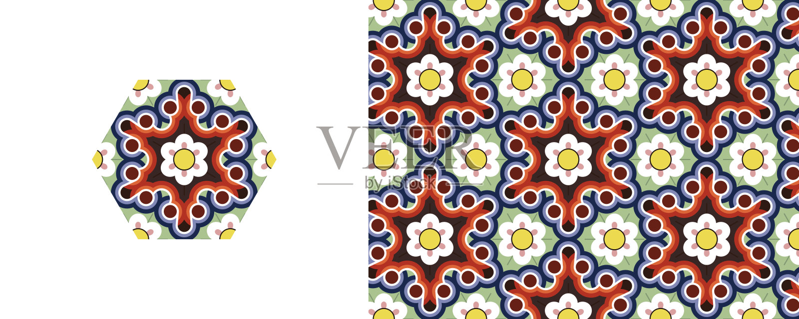 Dan-cheong。韩国传统寺庙装饰图案。插画图片素材