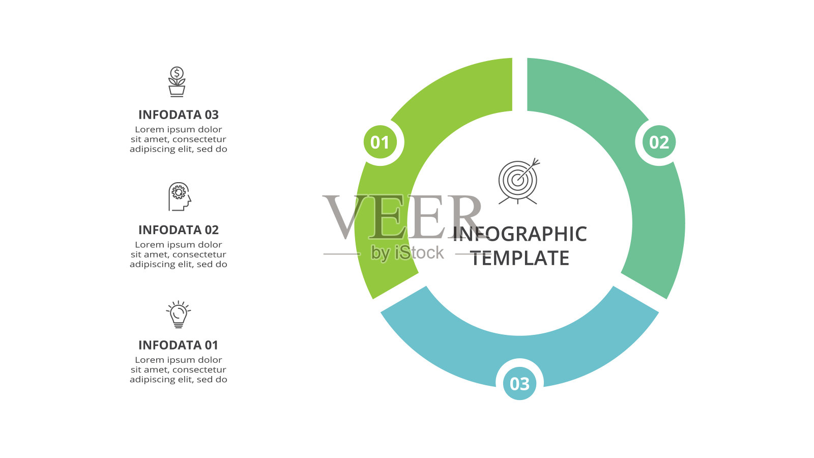 具有3个步骤、选项、部分或过程的信息图表的创意概念。业务数据可视化。插画图片素材