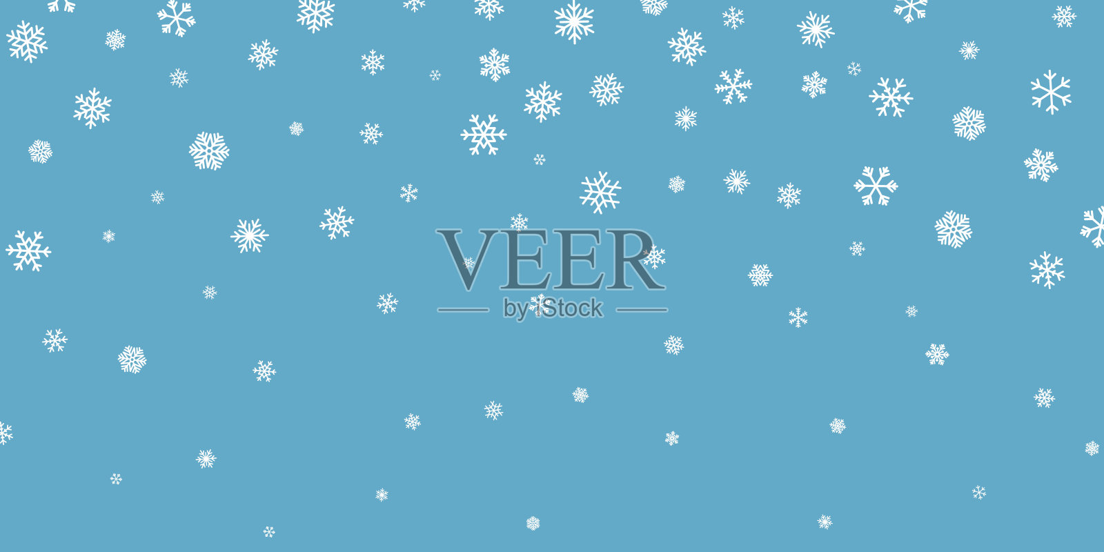 圣诞节下雪了。蓝色背景下飘落的雪花。降雪。矢量图插画图片素材