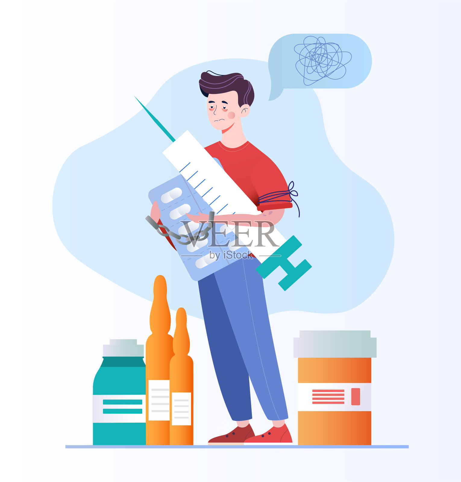 疾病治疗药物治疗。插画图片素材