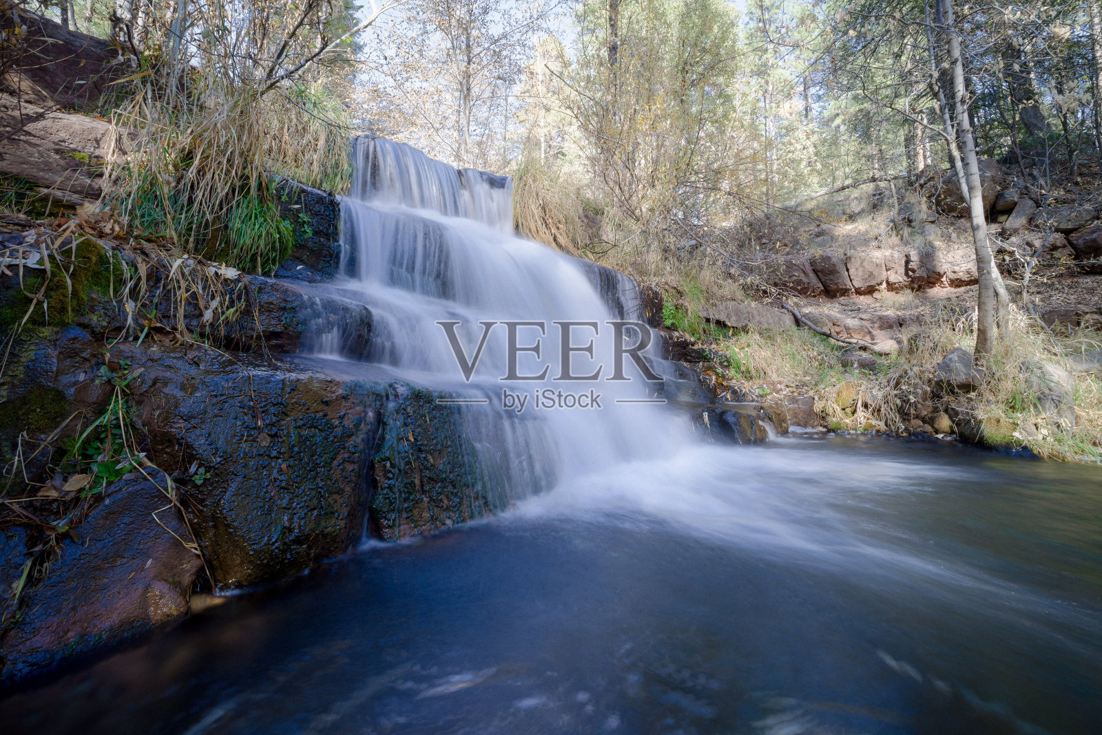 莫戈隆边缘瀑布长曝光照片摄影图片