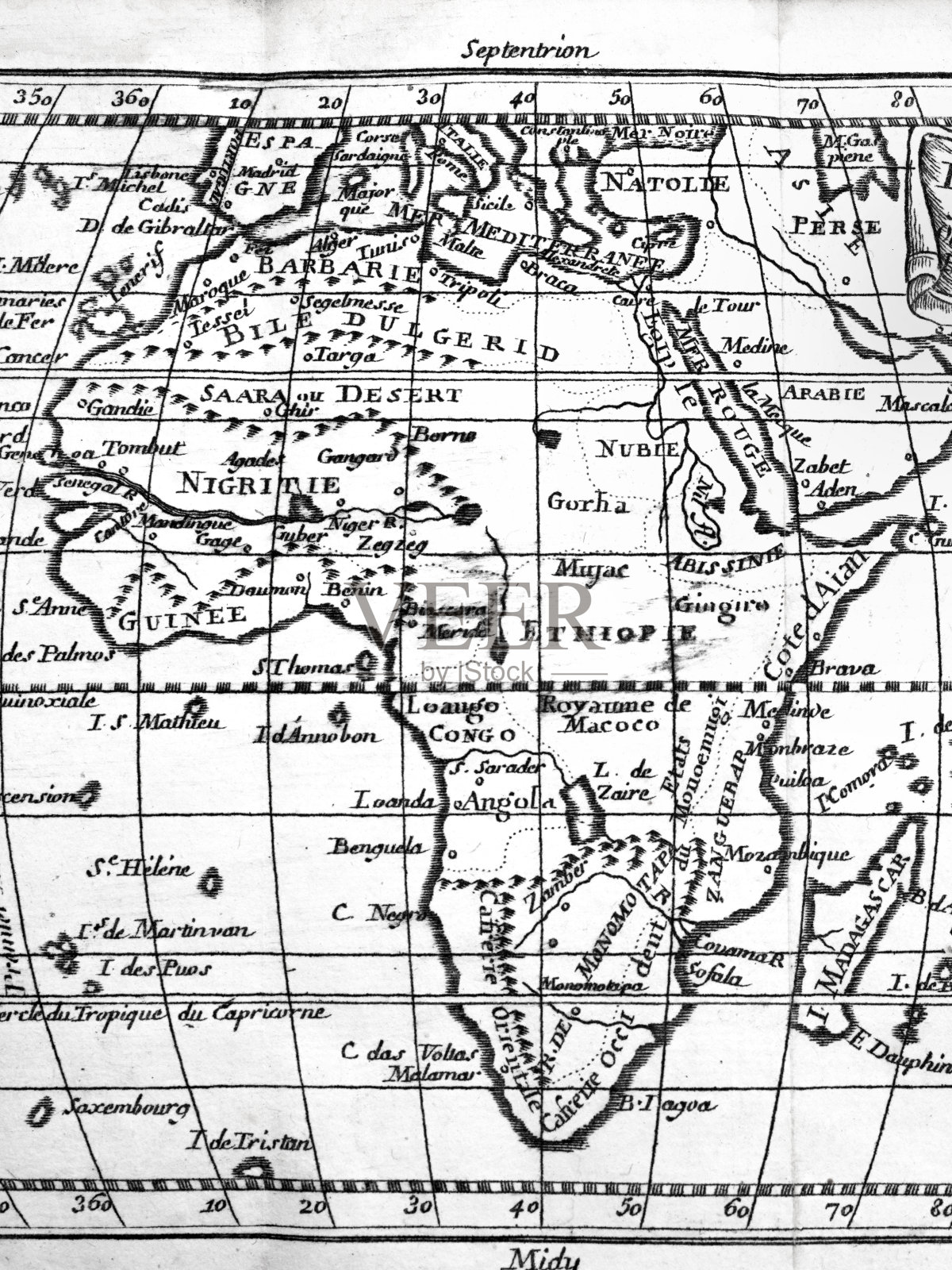 古董世界地图，非洲照片摄影图片