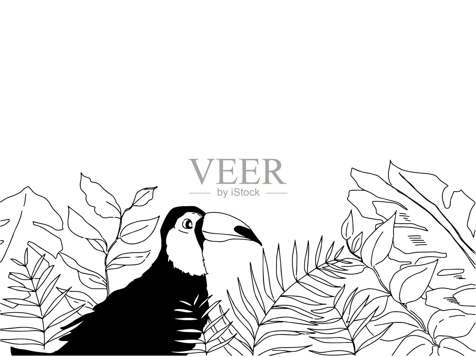 植物森林中的狼的插图插画图片素材