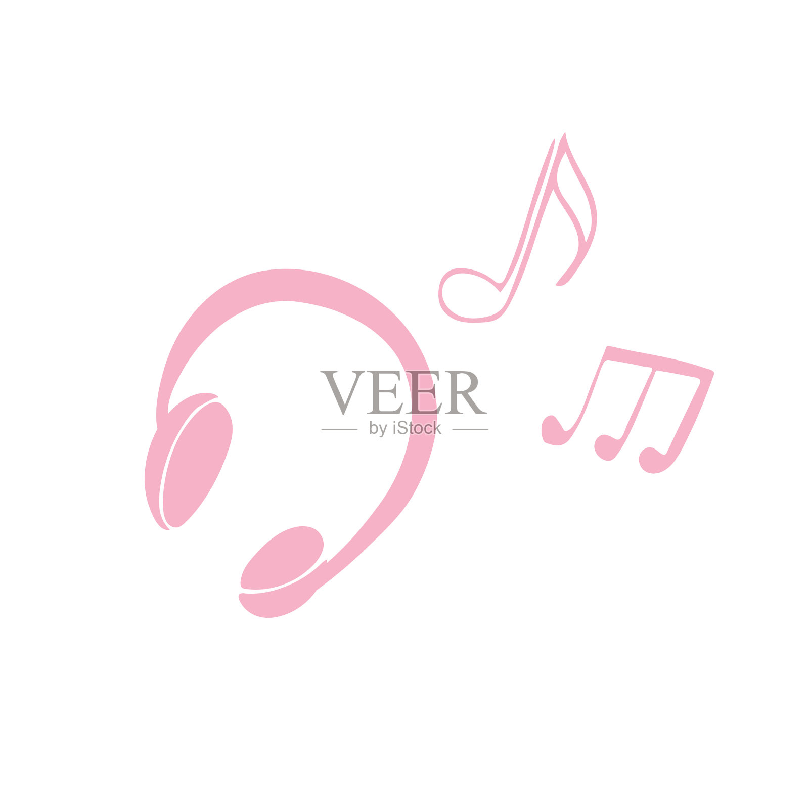 耳机和音符隔离在一起设计元素图片