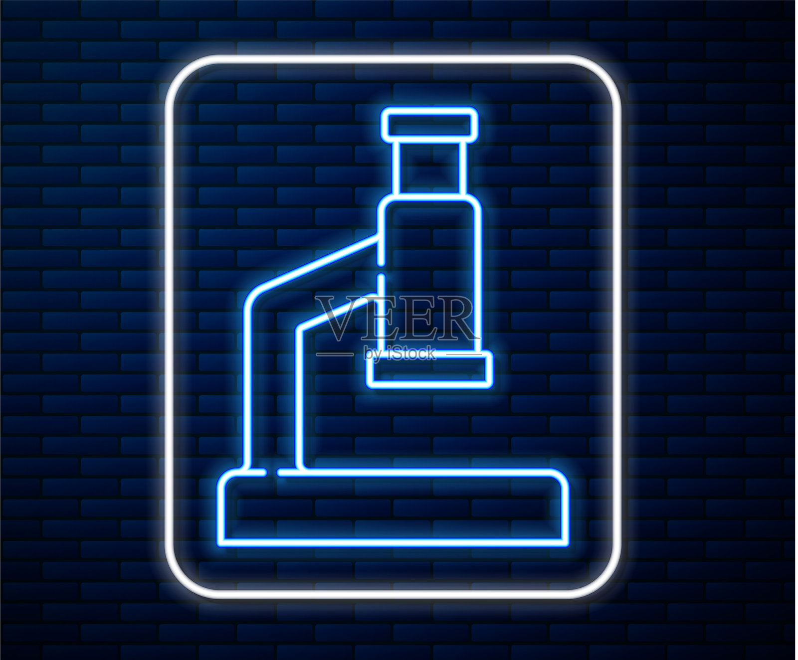 发光的霓虹灯线显微镜图标隔离插画图片素材