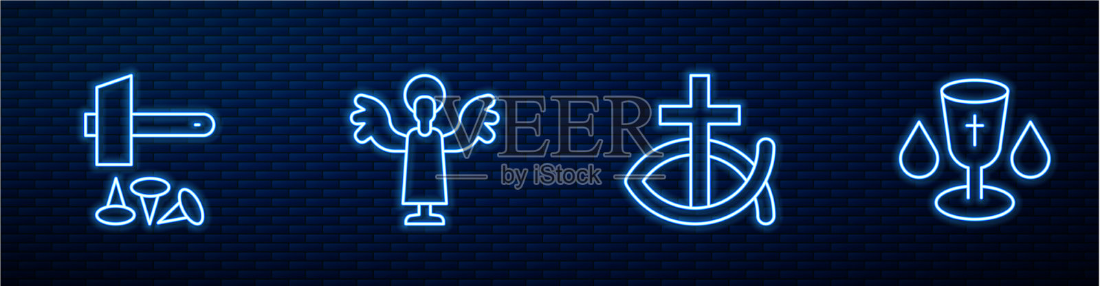 基督徒把鱼钉在十字架上插画图片素材