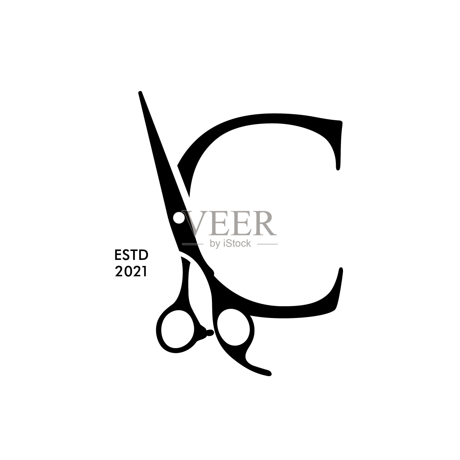 优雅的首字母c剪设计元素图片