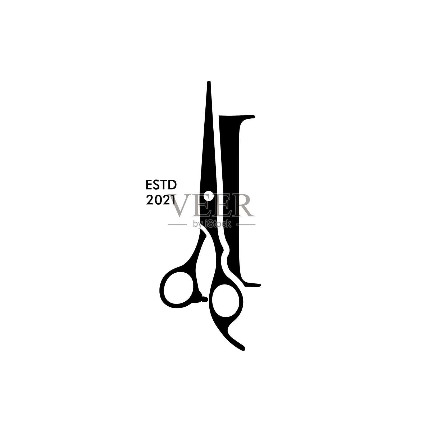 优雅的首字母I剪刀设计元素图片