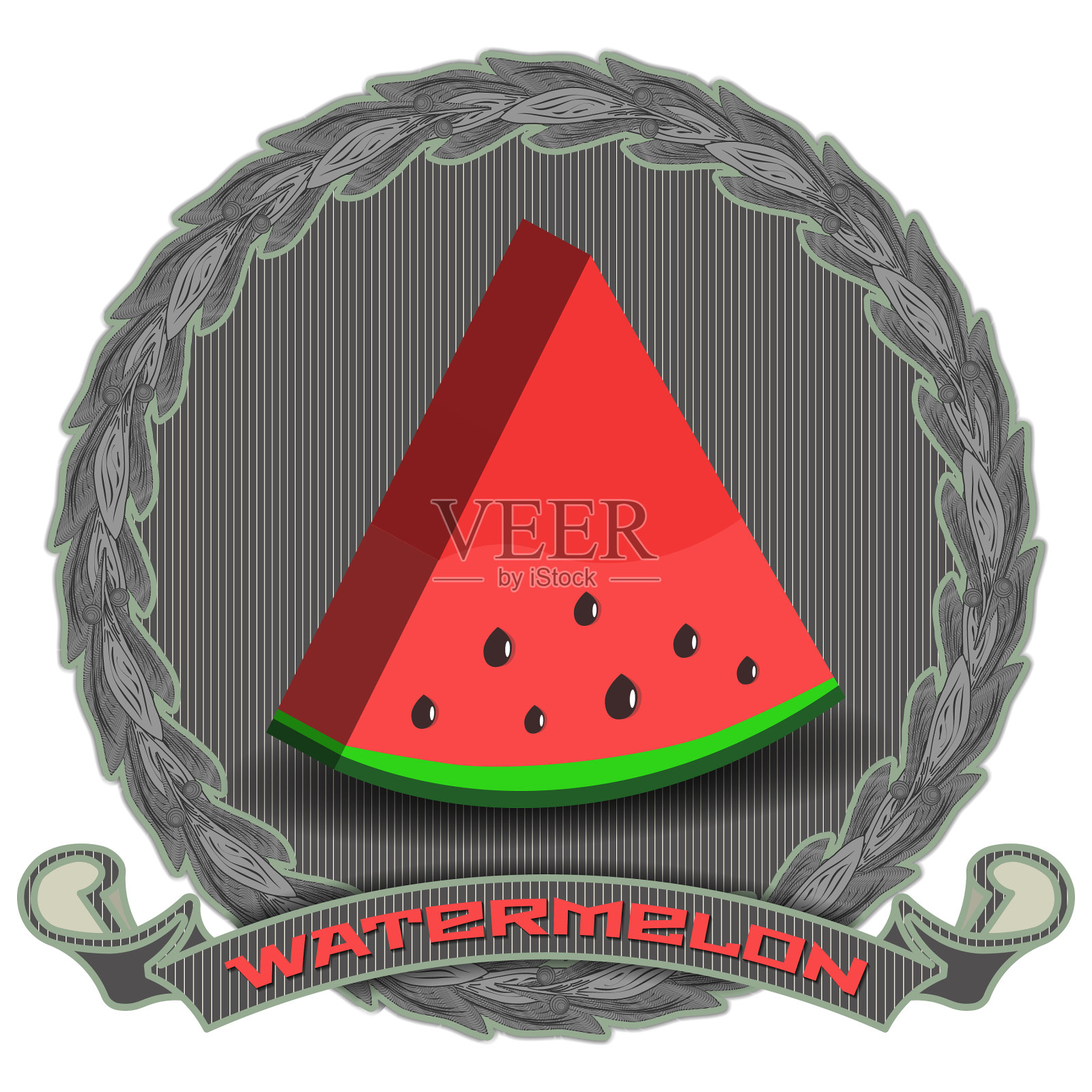 3d片卡通红西瓜在黑暗中设计元素图片