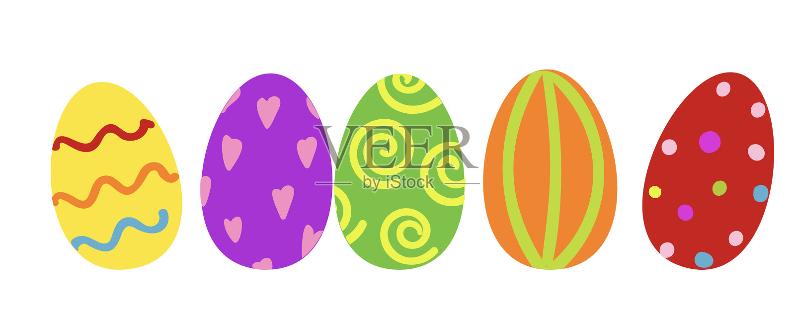 明亮的复活节彩蛋被孤立在白色上插画图片素材