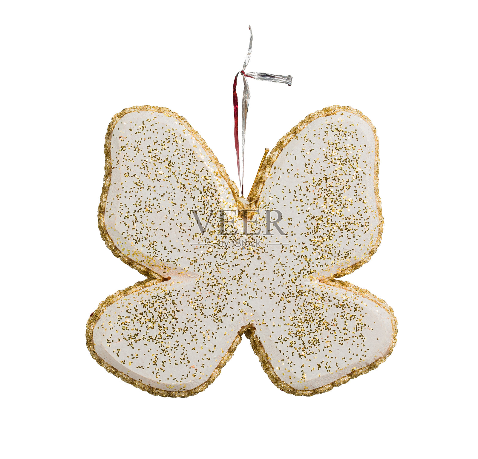 蝴蝶玩具圣诞装饰隔离在白色上照片摄影图片