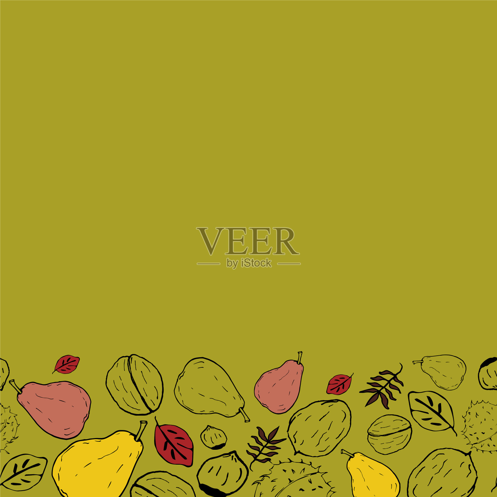 黄色水平秋涂鸦背景插画图片素材