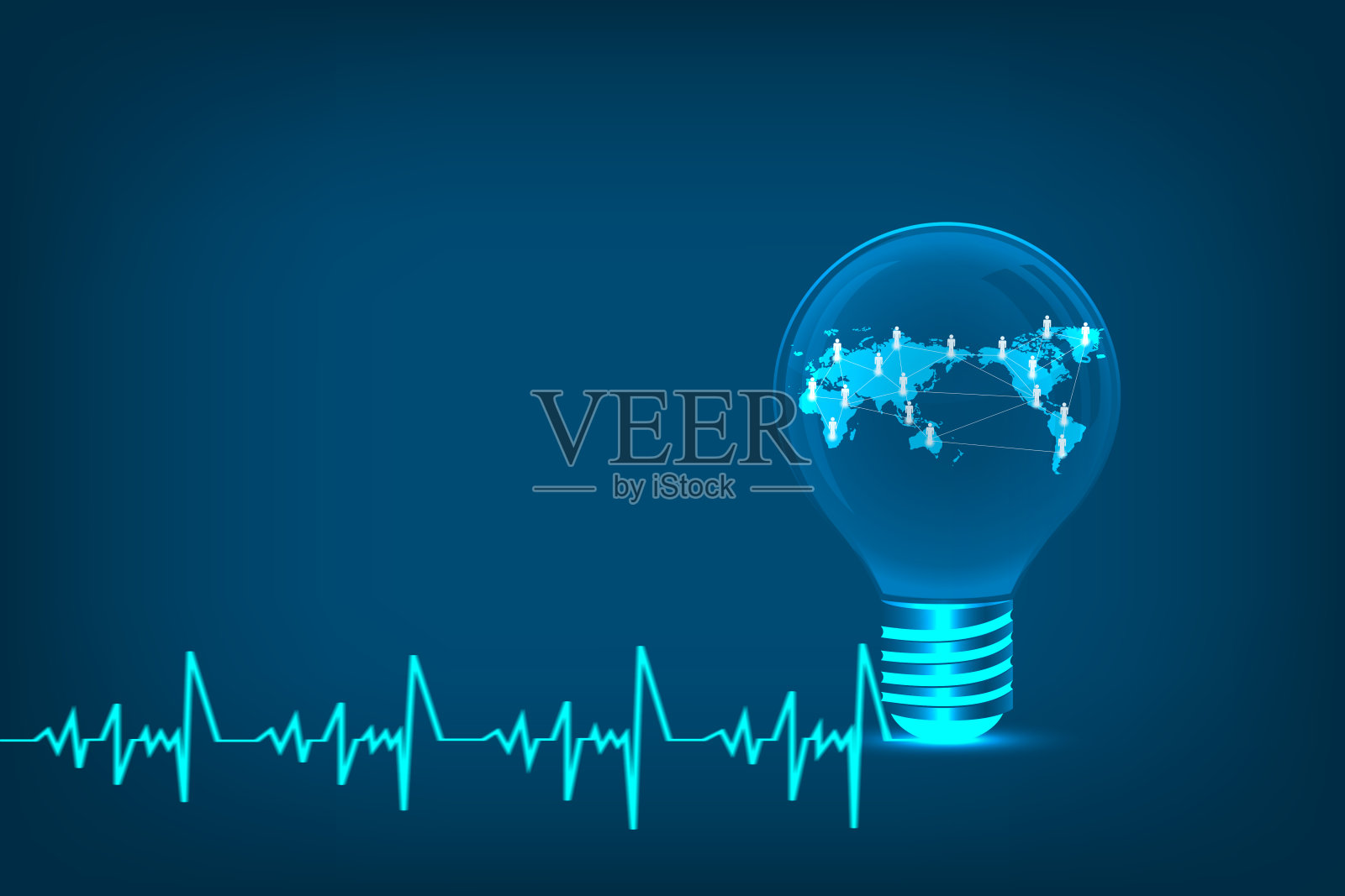 发光灯泡的想法，创新和灵感的概念，照亮灯泡在蓝色背景照片摄影图片