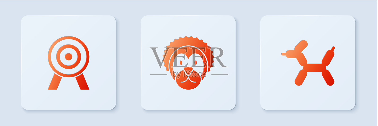 设置野狮目标和气球狗白色图标素材