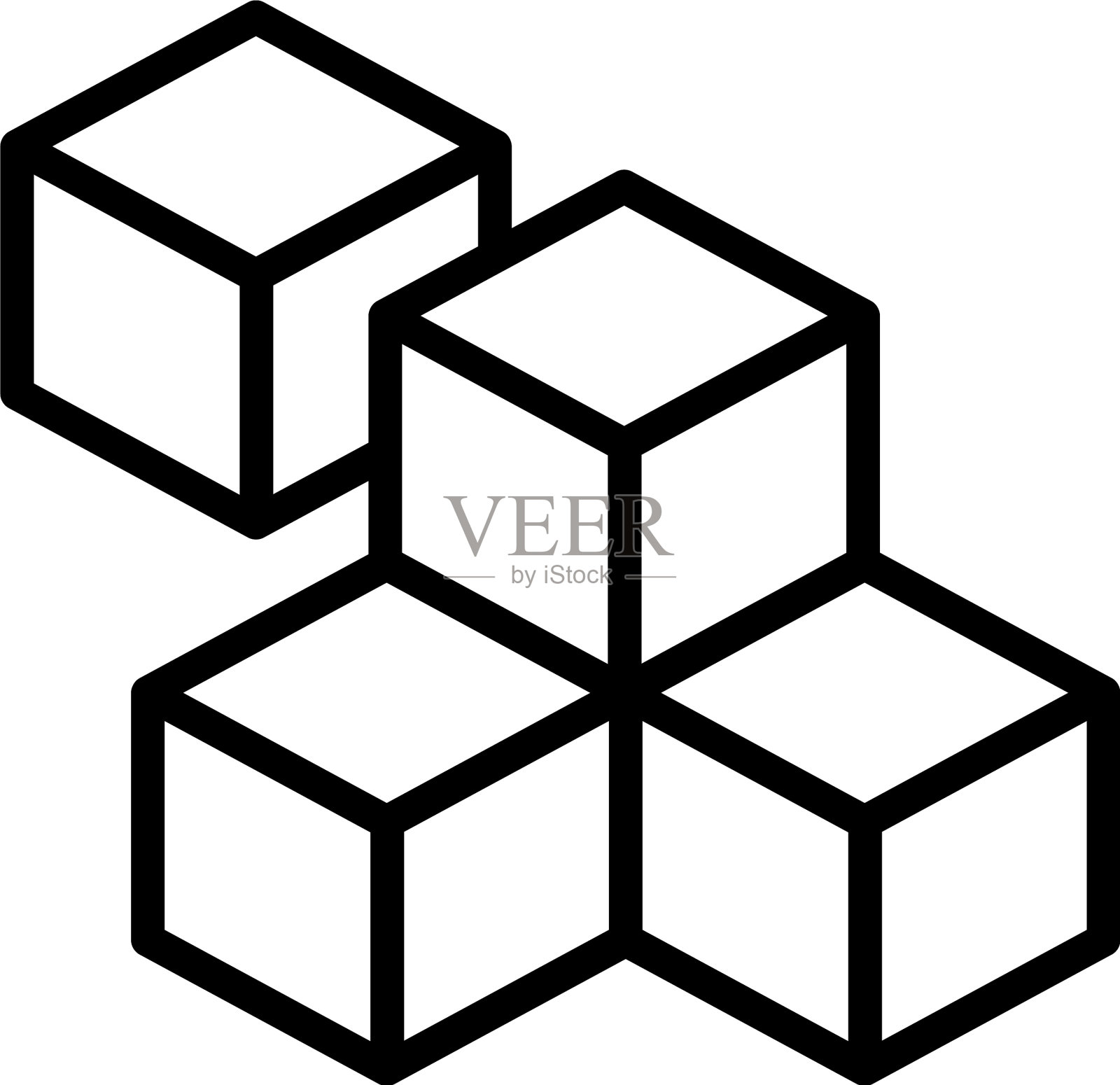 立方体玩具图标轮廓风格图标素材